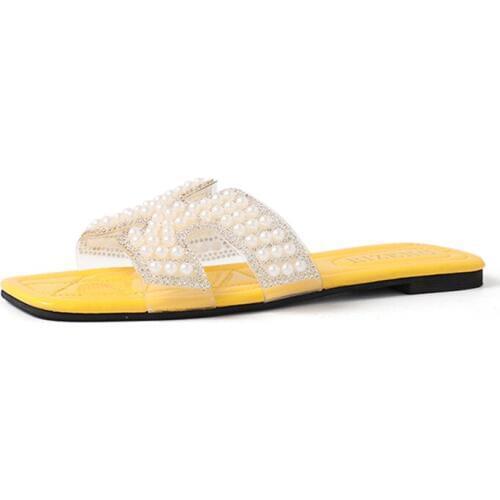 Slippers women 2019 Summer New String Bead Outdoor Casual Fashion Ladies Flats with Slipper