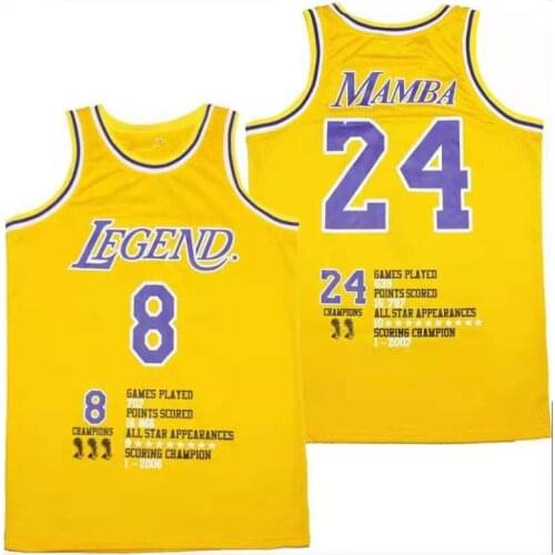 BG basketball jerseys LEGEND 8-24 MAMBA jersey Digital Printing Outdoor sportswear Hip-hop culture movie black yellow summer