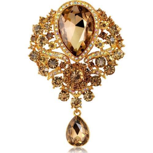 Vintage Court Style Teardrop Rich Crystals Female`s Fashion Brooch
