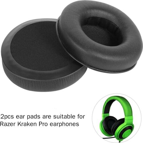 2PCS Earpad Headphone Soft Foam Earpad Wireless Bluetooth Cover Cusion for Razer Kraken Pro Black