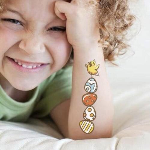 10Pcs Temporary Tattoos Cute Sweatproof Easter Eggs Cartoon Rabbit Pattern Adhesive DIY Body Art Fake Tattoo Stickers