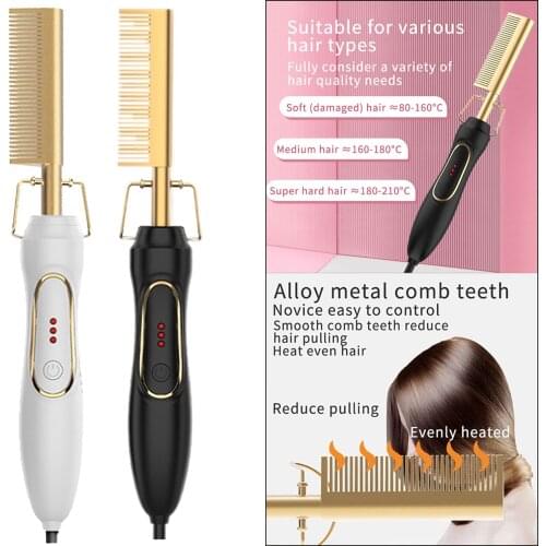 Hair Straightener Flat Irons Straightening Brush Hot Heating Comb Hair Straight Styler Corrugation Curling Iron Hair Curler Comb