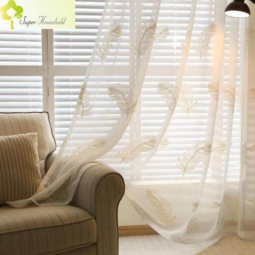 Embroidered Voile Chinese Luxury Window Curtains Tulle Sheer Curtains For Bedroom Living Room Kitchen Panel Drapes And Blinds