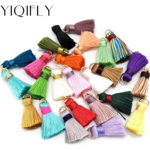 YIQIFLY Free Shipping 100pcs About 2cm Length Tassels Handmade Silk Tassel Pendants for Tassel Jewelry Supplies Making Materials
