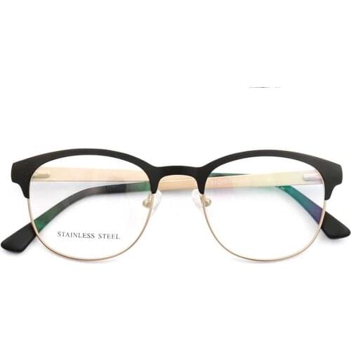 YOUTOP Womens Round Hald-rim Stainless Steel Eyewear Prescription Eyeglasses Optical Frames S6781