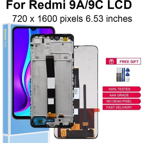 6.53" Original For Xiaomi Redmi 9A LCD Display Screen Touch Digitizer Assembly With Frame For Redmi 9A 9C LCD Replacement Parts