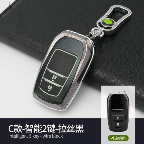 1x Fashion Aluminum Alloy Key Shell + Alloy Key Chain Rings Car Protective Case Cover Skin Shell For TOYOTA Smart 2-Key Type C