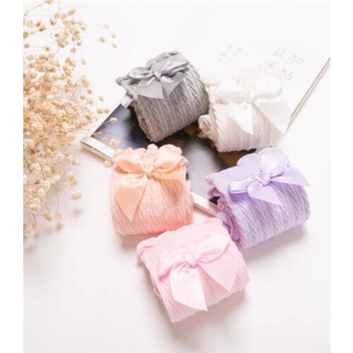 1Pair Toddler Baby Girls Socks Knee High With Big Bow Lace Long Princess Socks Cotton Soft Long Newborn-4 Years
