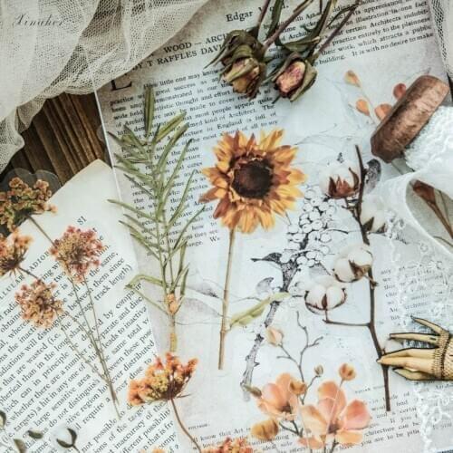 10pcs Vintage simulation flower pansy Eucalyptus leaves PET sticker decoration stickers DIY diary scrapbooking label sticker