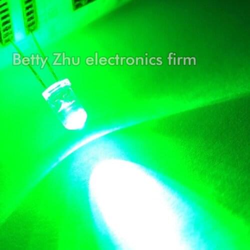 1000PCS/LOT LED light-emitting diode 5MM Round transparent shell hair emerald green light water clear