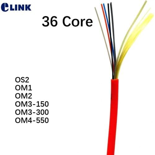 100Mtr 36 cores bundle fiber optic cable GJFJV-36 indoor OS2 OM1 OM2 OM3 OM4 9/125 50/125 62.5/125um SM MM 36fibers wire ELINK