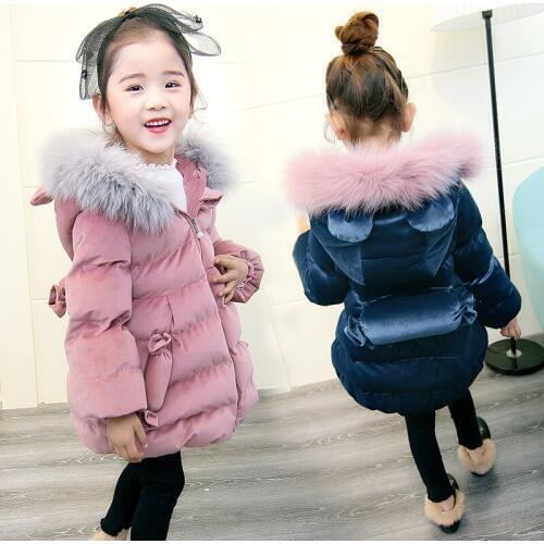 2019 girls winter coat children clothing girls clothes real fur collar hooded thick jacket kids clothes parkas 2 colors