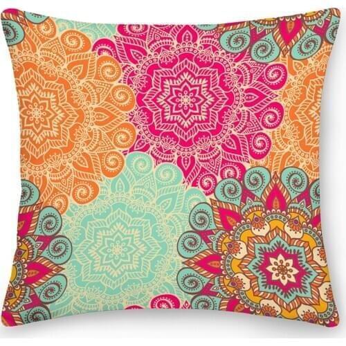 45*45cmDouble Side Mandala Print Pillow Case Polyester Square Cushion Cover Throw Pillow Office Sofa Pillow Home Decoration