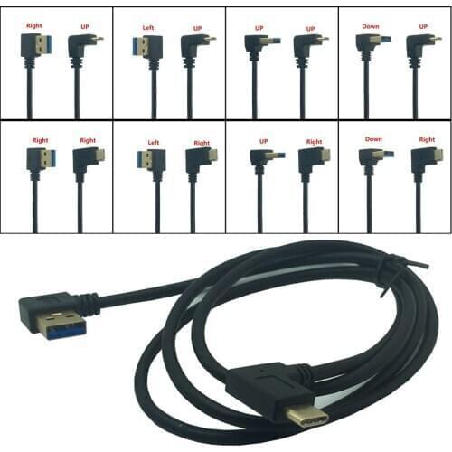 5Gbp/s Up & Down elbow design USB 3.1 USB-C Type C to USB 3.0 Left & Right Angle Cable 1m 3ft Type-c Fast Sync Charge cables