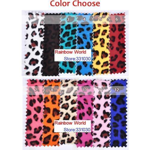 8# Orange High Quality Mirror PU Leather fabric with Leopard pattern for DIY car shoes bags Garment material(100*138cm )
