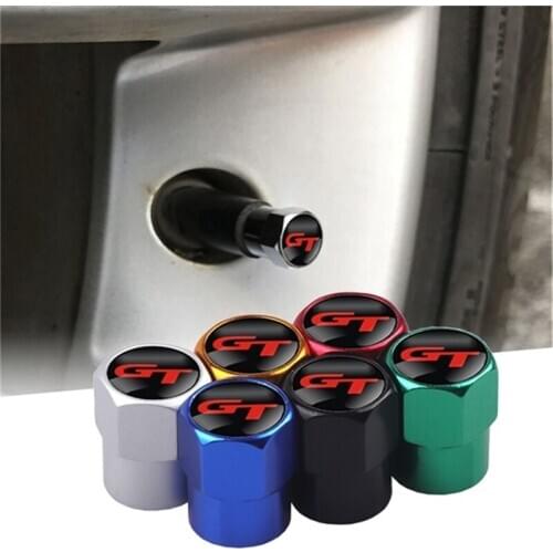 4PCS Aluminum Valve Caps Car Wheel Tire Valve Tyre Stem Air Cover GT Emblem for Hyundai Mazda Dodge Bmw Audi Jeep Opel Nissan VW