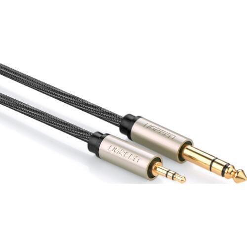 High Premium AV127 3.5mm to 6.35mm Adapter Audio Cable for Mixer Amplifier Aux Braid Cabo