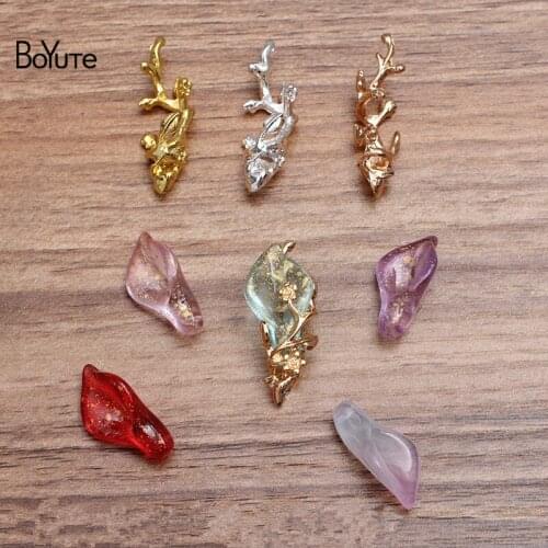 BoYuTe (50 Pieces/Lot) 12*35MM Metal Alloy Flower Branch Handmade Materials Diy Jewelry Acccessories Wholesale