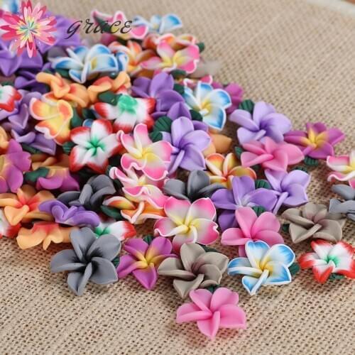20pc/lot 25mm Hawaii Plumeria Flowers Charms Accessories Beads From Polymer clay For Diy Crafting Rings Hair Jewelry Making