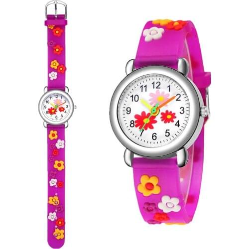 Cartoon Children Watch Girl Student Waterproof Silicone Cute Flowers Watches Quartz Clock Kids Quartz Analog Wrist Watch Gift