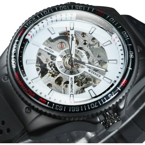 WINNER Sport Mechanical Mens Watches Top Brand Luxury Watch for Men Automatic Casual Clock Military Rubber Strap часы мужские