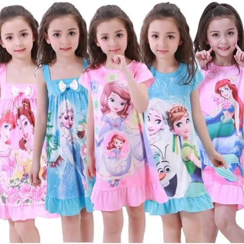 Child Girl Dress Frozen Anna Elsa Olaf Princess Sleeveless Dress Girl Christmas Party Clothes Kid Snow Queen Sleepwear Homewear