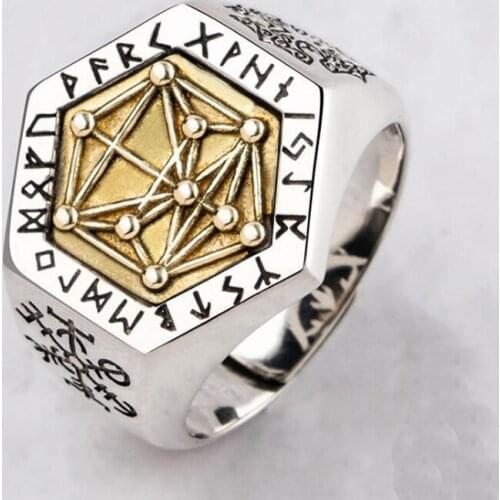 Real 925 Sterling Silver Mens Women Nordic mythology Viking rune Kabala totem punk ring rings Jewelry Gift A4523