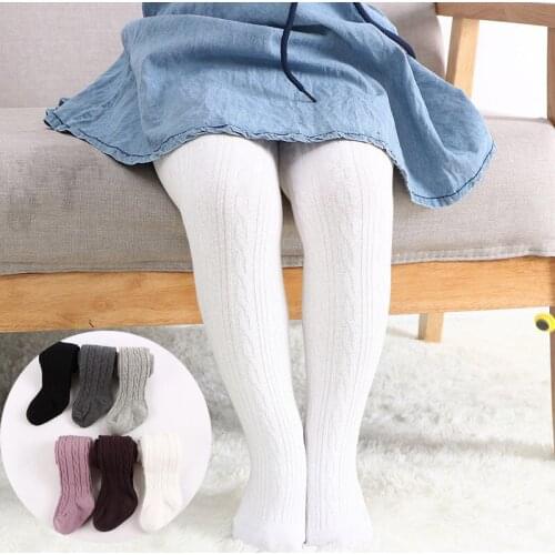 0-8 Yrs Children Cotton Baby Girls Pantyhose Spring Autumn Winter Solid Double Needle TightsKids Infant Knitted Collant Tights