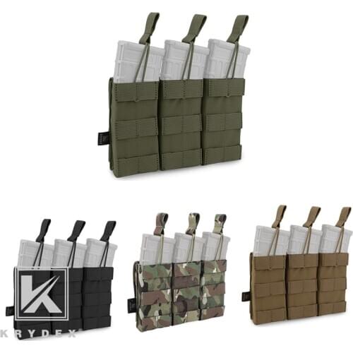 KRYDEX Modular Triple Magazine Pouch For Rifle Military Shooting MOLLE Tactical Open Top 5.56 .223 Magazine Pouch Carrier
