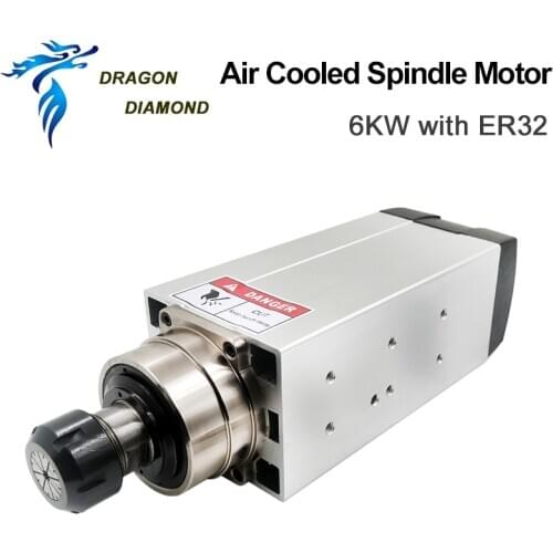 Square shape Air cooling 6kw Spindle Motor 380V 18000rpm with ER32 collet for CNC Router Machine High Speed