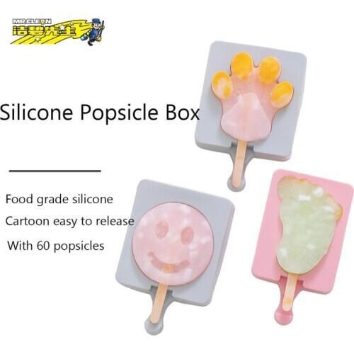 Mr Clean Australia 3 Pack Cartoon DIY Ice Cream Mould Silicone Household Homemade Popsicle Box Mould Set Silicone Mold