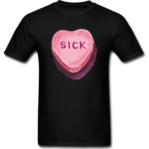 Heart Sick Valentine T Shirt Man T-Shirt Group Lovers Day Tshirt 2018 New 100% Cotton Top Tees Black Clothes Drop Shipping