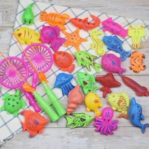 Kids Fishing Toy Set Magnetic Simulation Fishing Rod Net Children Play Water Fish Toy for Boys Girls Gift