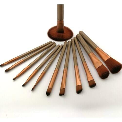 12PCS Makeup Brush Eye Shadow Brush Lip Brush Box Portable Brush Set Makeup Tool Fiber Hair Aluminum Tube Handle