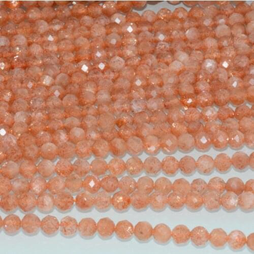 Natural Bright Quality Sunstone Faceted Round Beads 4mm~4.2mm