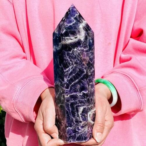 Natural dream amethyst column crystal column wand obelisk mineral healing