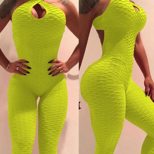 New Women Sports Set Seamless High Waist Hips Trousers Halter Top Bandage Slim Jumpsuit Fitness Tracksuit 2021 Hot Sale Clothing