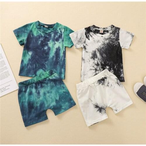 1-5Y Summer Toddler Boys Clothes Sets Kids Tie-dye Short Sleeve Printed T-Shirts Shorts 2pcs Outfits Casual Children Clothing