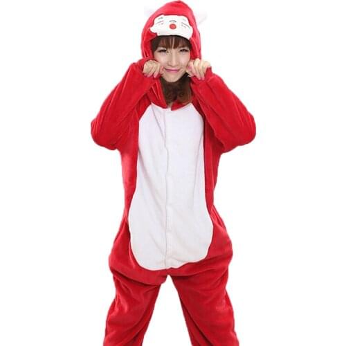 Kawaii Fox Kigurumi Onesie Adult Women Animal Pajamas Suit Flannel Warm Soft Sleepwear Onepiece Winter Jumpsuit Pijama Cosplay
