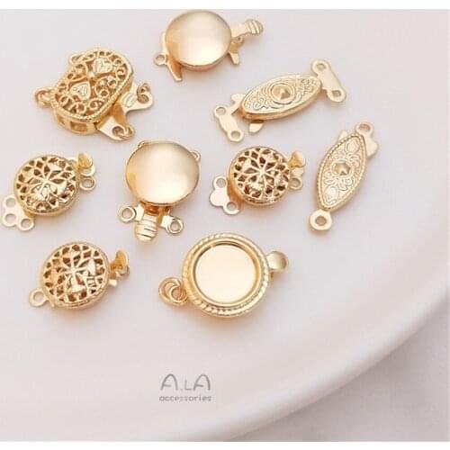 14K Gold Filled Pearl necklace ending buckle multi hanging flower shaped connection buckle diy first accessories