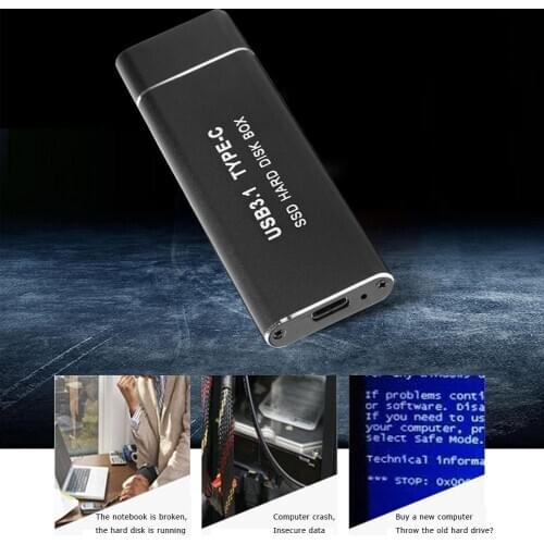 Durable External Solid State Drives USB3.1 Type-C SSD Hard Disk Mobile Box Case M.2 NVMe Solid State Drive Enclosure