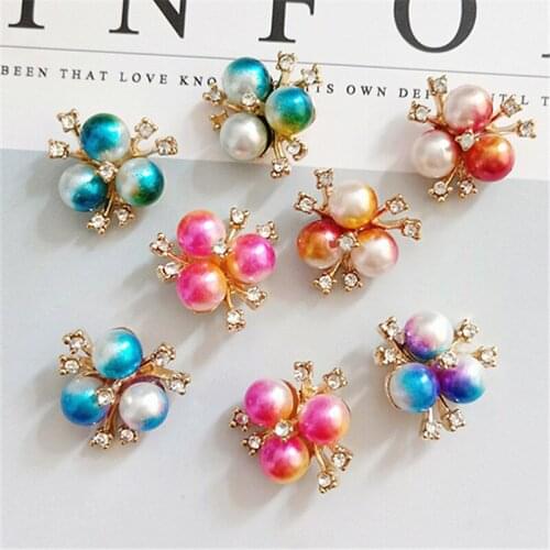 10 Pieces/Lot 20mm Colorful Imitation Pearls Rhinestone Hair Accessories Handmade Crafts DIY Jewelry Making Accessories