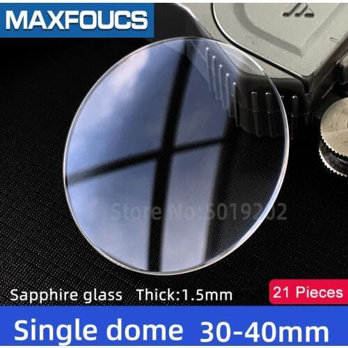 Watch Glass Thick 1.5mm Diameter 30-40mm Single dome Sapphire Anti scratch Smooth Round Transparent Crystal ，21 pieces Suit