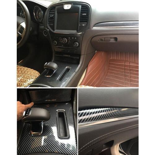 Stylish Black 7D Glossy Carbon Fiber PVC Wrap Vinyl Air Wraps Car Sticker Decal Film Release R5A3