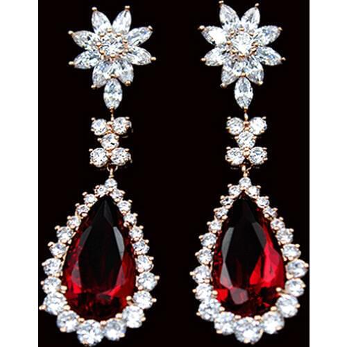 Sparkling Long Earrings For Women Gold-Color Earring Teardrop-shaped AAA Zircon Surround Tiny Cubic Zirconia Jewelry LD4099-B