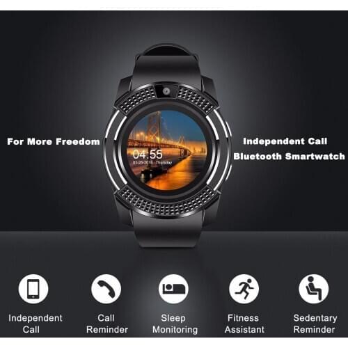 V8 Smart Watch All round Screen Phone Card Instert Watch Sports Information Remind Pedometer Heart Rate Multi-functional Watch