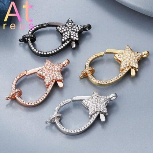 Five-angle Star Clasps Hooks 4Color Copper Micro Pave Zirconia Jewelry Making Supplies DIY Bracelet Necklace Handmade Jewelry