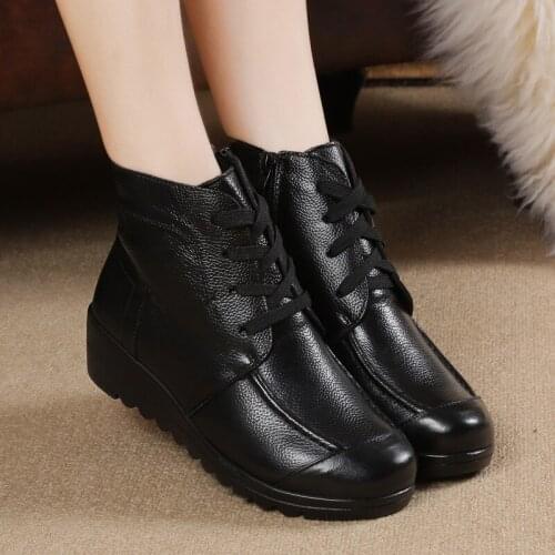 Fashion Autum Flat Boots Genuine Leather Ankle Shoes Vintage Casual Shoes Brand Design Retro Handmade Women Boot 698