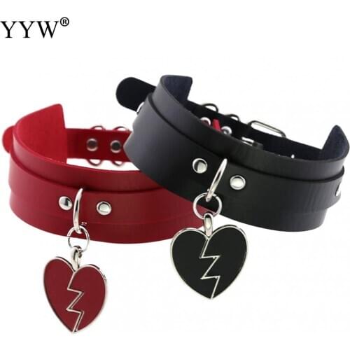 Black Punk Heart Choker Collar Goth fashion necklaces 2019 kawaii Leather Choker Women Girls Rock Harajuku Emo Gothic Jewelry