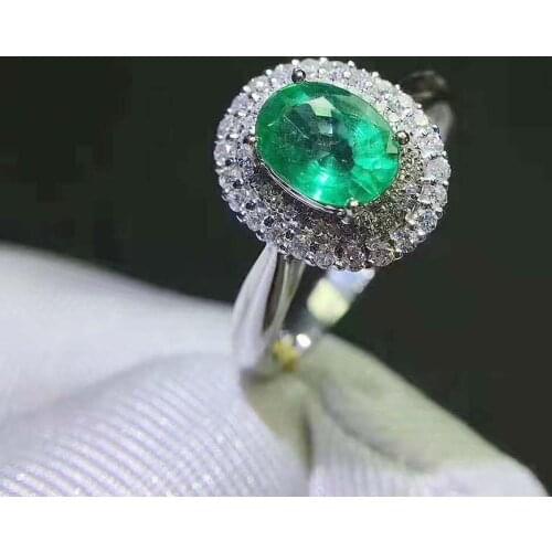 Natural Emerald Ellipse Simple Luxurious Ring S925 Silver Fashion Fine Weddings Charming Jewelry for Women Free Shipping